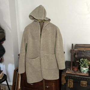 JOIE Oversized Open Front Green Sherpa Cardigan Teddy Coat